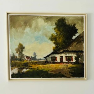 Farmhouse, Signed Oil paint on Canvas