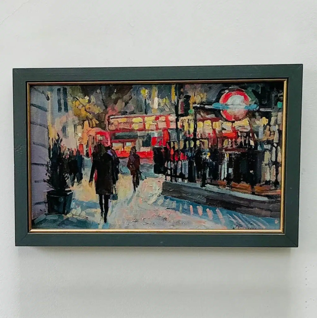 Night in Trafalgar Square, oil on canvas, 25x41cm